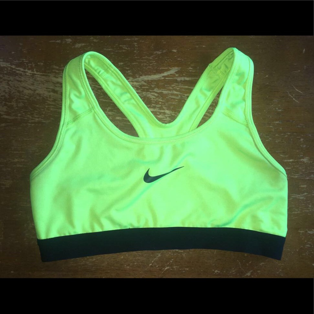 new neon yellow Nike sports bra